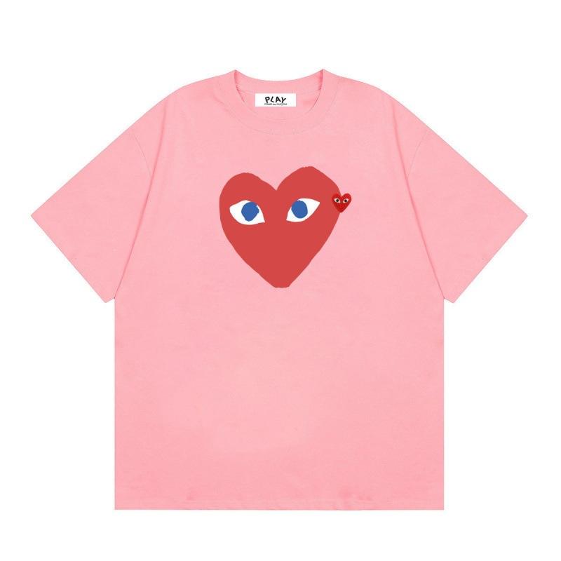Japanese trendy brand heart-print short-sleeve T-shirt, unisex loose couple's summer casual daily versatile top