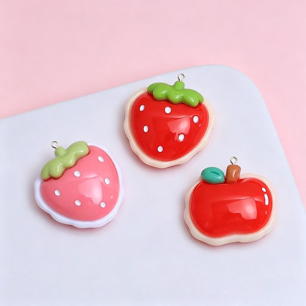 10Pcs Sweet Fruits Resin Charms Cute Pendant For Keychain & Earring DIY