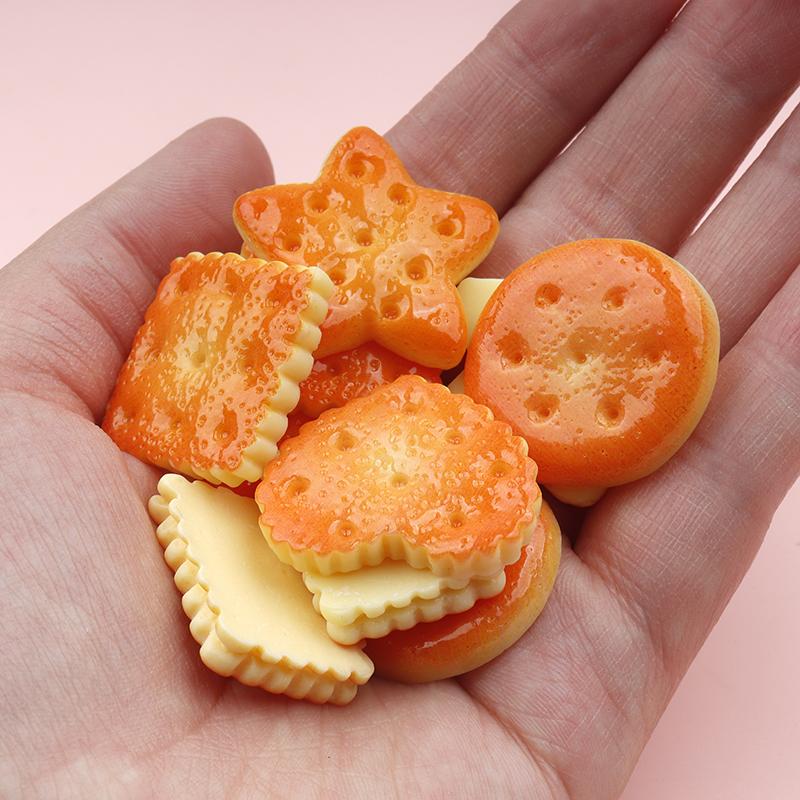 10/100pcs Kawaii Cookie Simulation Food Art Supply Flatback Cabochon DIY Dollhouse Craft Decoration Miniatures