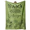 NANA Green Blanket with Floral Design, Soft Snuggle Throw for Warm Hugs, Cozy Home Decor, Perfect Gift To Show Love, Includes Co