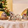 Christmas Village Houses Christmas Collectible Buildings Christmas Decorations Wooden Gingerbreads House Figurines Gift
