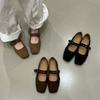 Retro Fashionable Rivet Square Head 2025 Autumn New One-word Buckle Shallow Mouth Huge Good-looking Single Shoes Niche Flat Bottom Mary