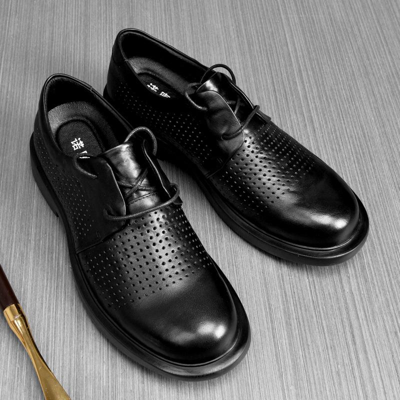 Herren Freizeit Schuhe 2026 Frühling und Herbst atmungsaktiv Business niedrig geschnitten runde Spitze Jugend Schnürung lässig Lederschuhe