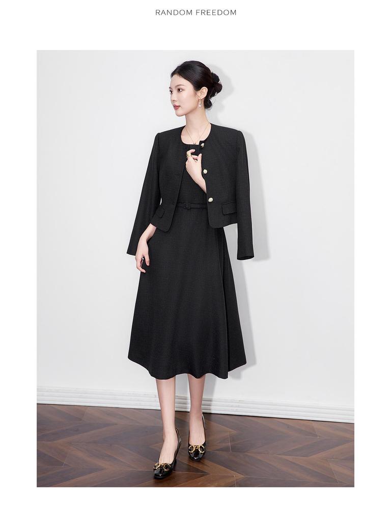 French High-End Square Neck Sleeveless Midi Dress with Waist-Gathering