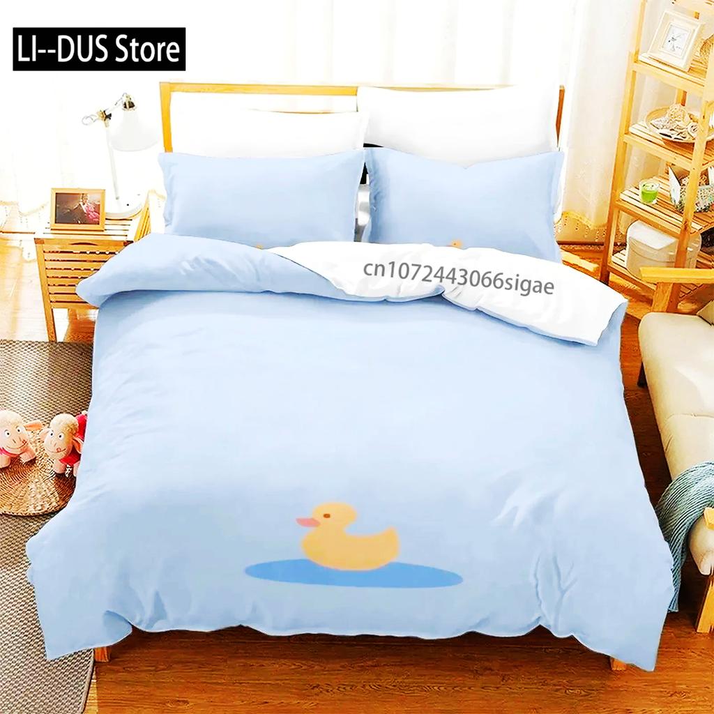 Anime Quackity Duck Bedding Set Boys Girls Twin Queen Size Duvet Cover Pillowcase Bed Boys Adult Fashion Home Textileextile