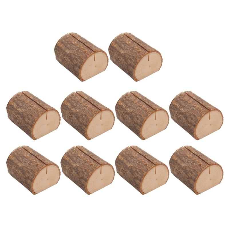20Pcs Wood Table Number Holders Stand Wood Name Card Holders Wood Name Cards Food Label Memos Photo Holders for Wedding