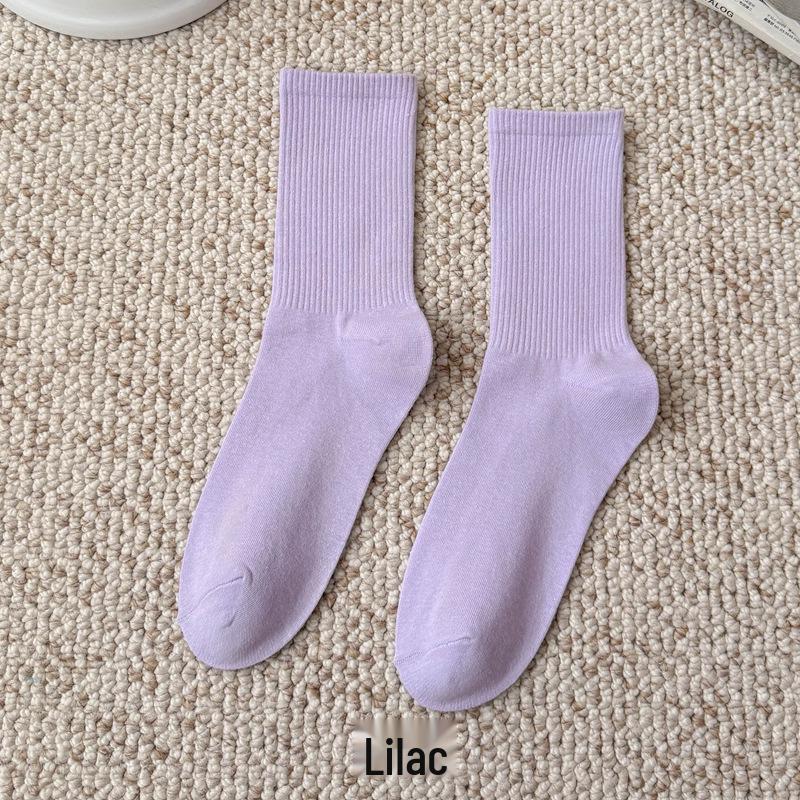 Bunte Damen Kniehohe Candy Color Scrunch Socken - Trendy, Ganzjährig, Mittelhoher Schaft, Einfache Tanz Baumwollsocken