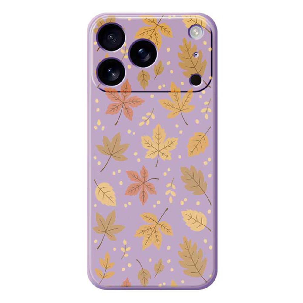For iPhone 17 Pro Case Leaves Pattern Printing Straight Edge TPU Phone Back Cover