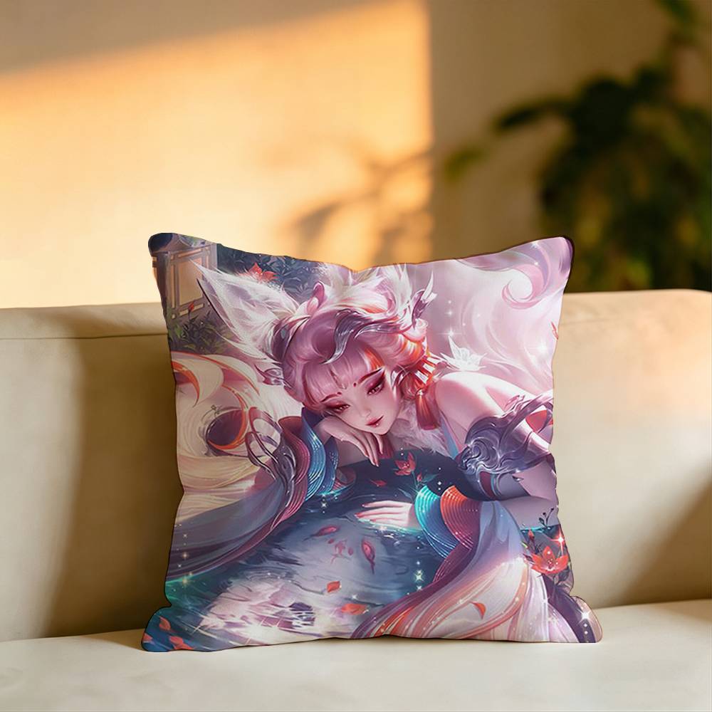 Hot Game HHonor of Kings Pillow Case Square DoubleSided Sofa Cushion Cover Bedroom Bedside Pillow