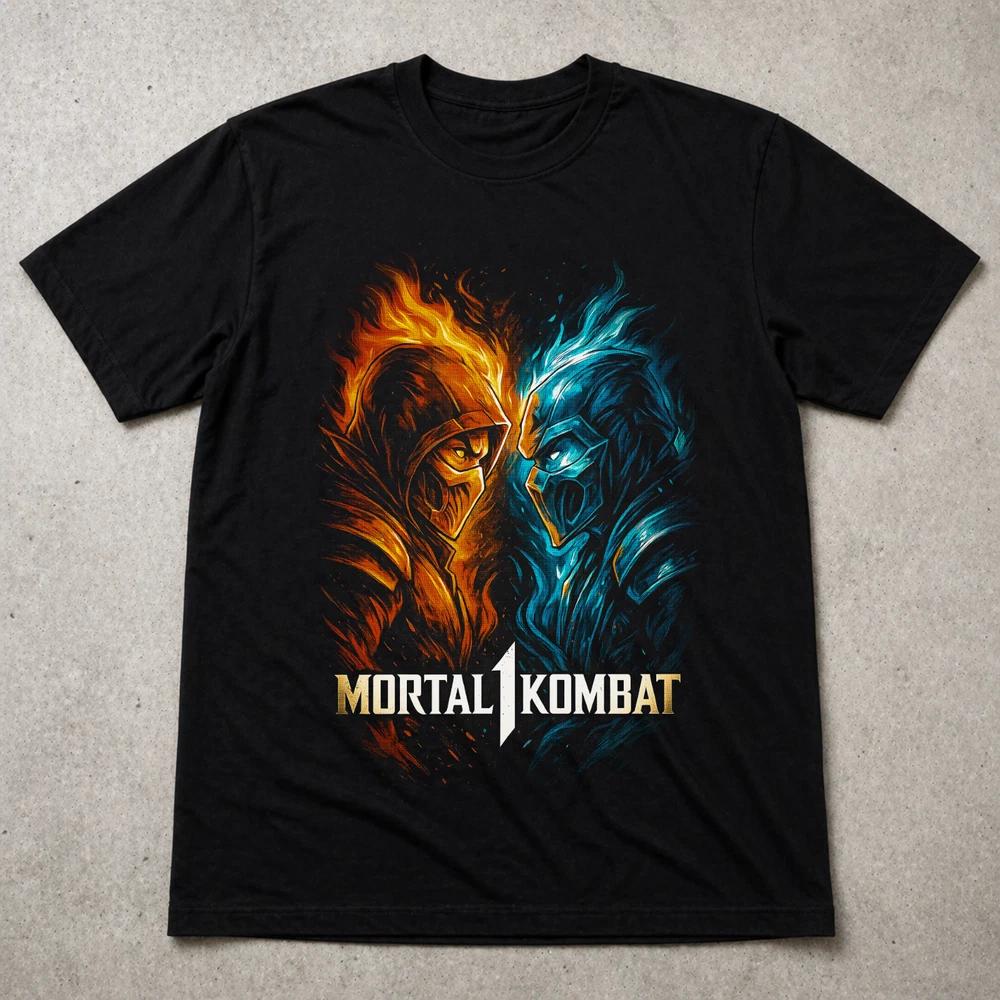 Mortal Kombat Scorpion vs Sub Zero T Shirt Fire Ice Fighter Tee Adults 2XL