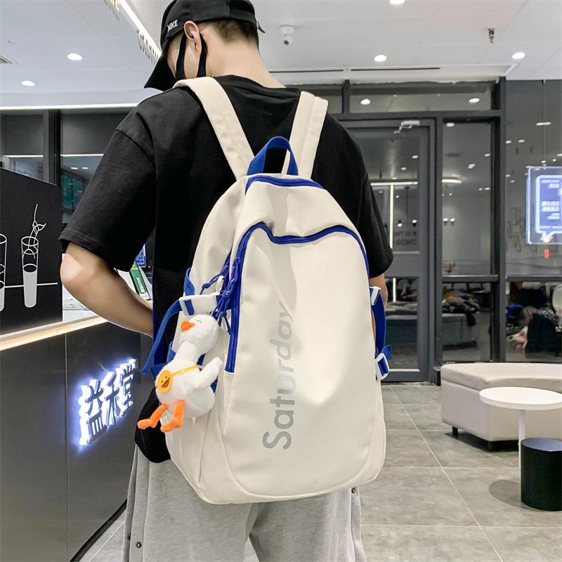 Schoolbag schoolbag female ins Korean version of junior high school student Mori contrasting color backpack college student couple backpack Japanese