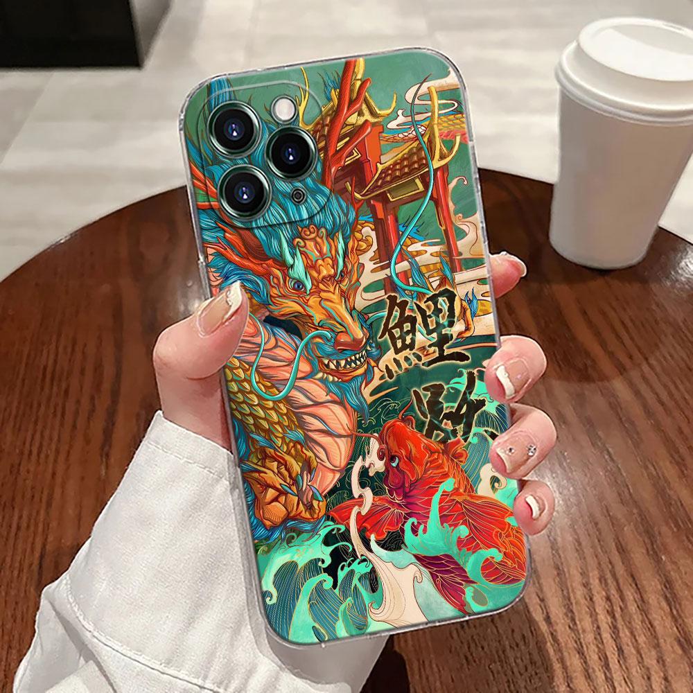 Japanese Culture Wave Dragon Anime Case For Apple iPhone 17 16 15 14 13 12 11 Pro Max 16 Plus 16E 17Air 17Pro Phone Cover Funda