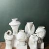 Vintage Wabi-Sabi White Concave Ceramic Vase - Handmade Minimalist Design