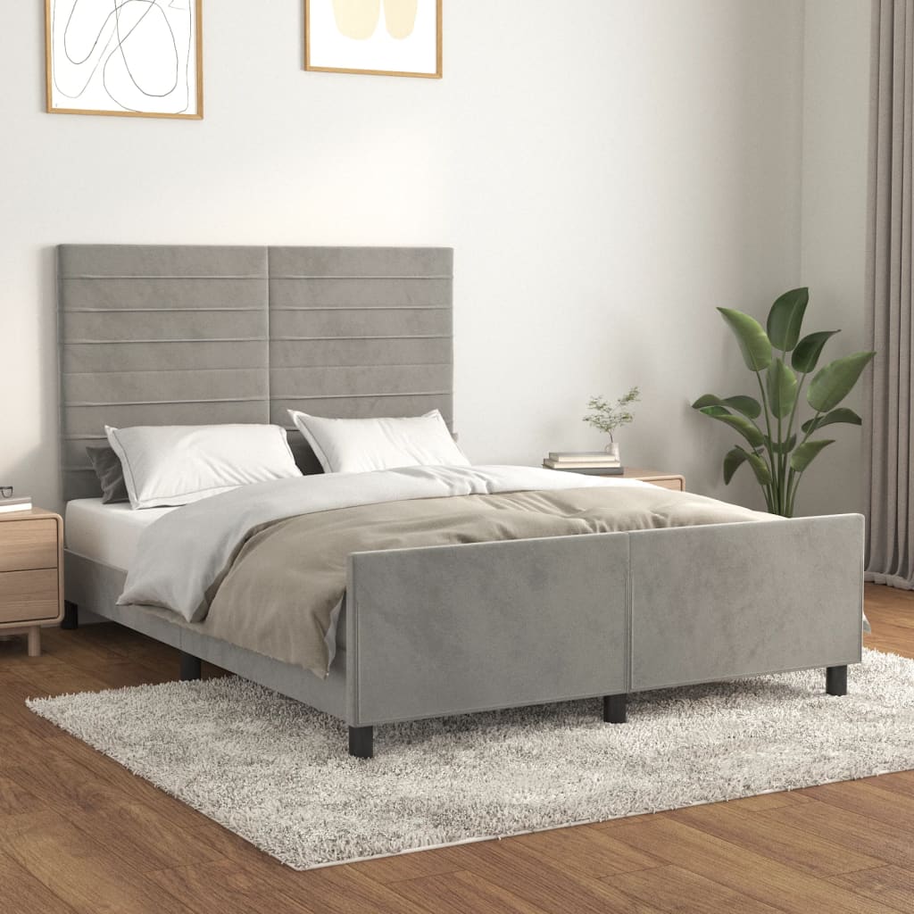 vidaXL Bettgestell ohne Matratze Hellgrau 140x200 cm Samt