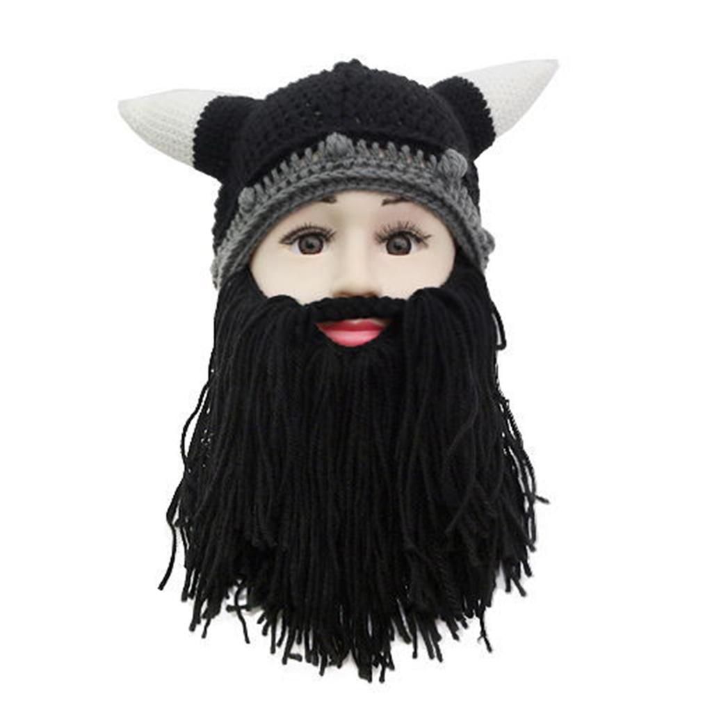 2 PCS Funny Knit Beard Mustache Beanie Hat Winter Fall for Parent-Child Cosplay