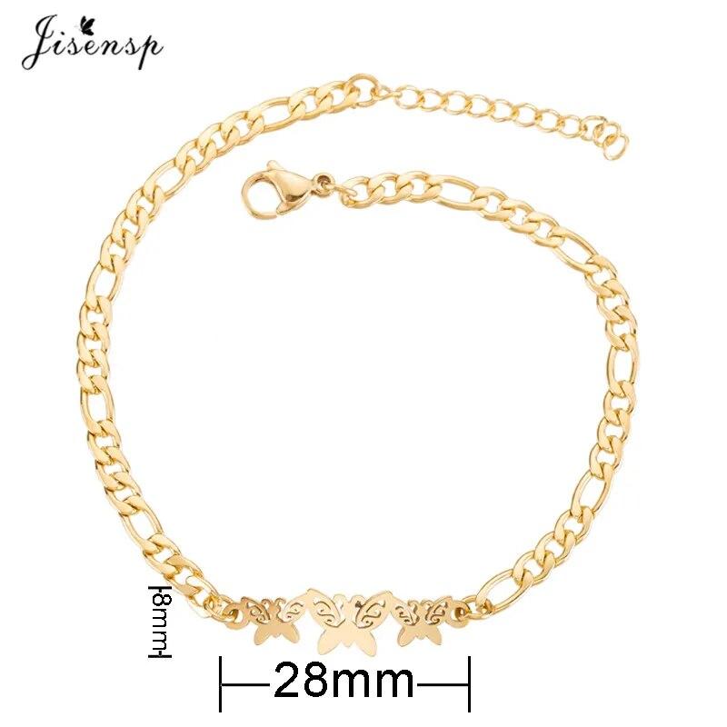 Jisensp Elephant Butterfly Bracelets Bangles Animal Chain Link Bracelet Female Stainless Steel Bracelets for Women Accessories