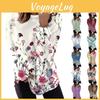 Womens Long Print Casual Fashion Sleeve Round Neck Pullover Top