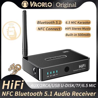 NFC Bluetooth 5.1 Audioempfänger 6.5 Mikrofon Karaoke Singen HIFI Stereo Musik Wireless Adapter 3,5 mm AUX/RCA/USB U-Disk/TF