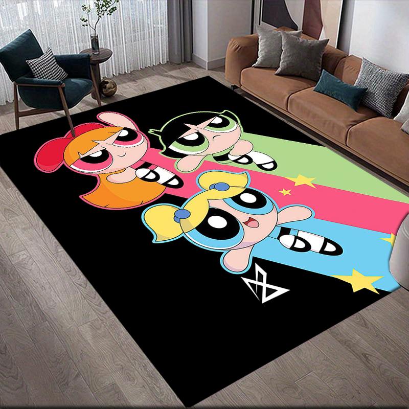 Powerpuff Girls Art Area Rug, Powerpuff Girls Fan Living Room Carpet, Perfect Gift.chl