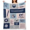 community collage gray / blue Throw Blanket Sofa Quilt Moving Soft Plush Plaid Travel Blankets
