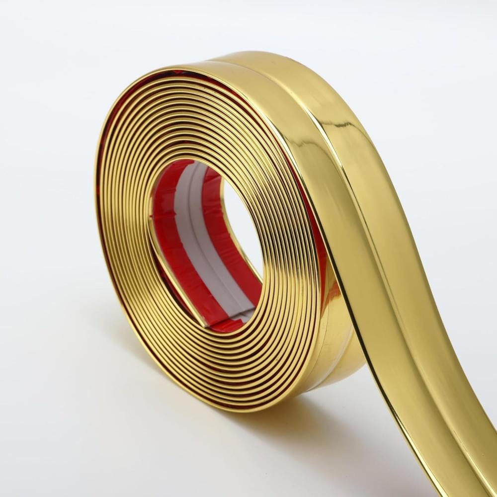 

1pc 118.11inX1.57in Flexible Corner Molding Trim Guard Edge Dustproof Anti-collision Self Adhesive Decor Tape Waterproof PVC 3metersX4cm золотой
