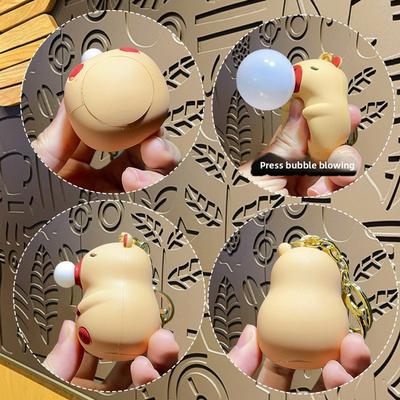 Kapibara Bebek Sıkıştırmalı Müzikli Anahtarlık Oyuncaklar Sıkıştırmalı Tükürük Baloncuk Dekompresyon Oyuncak Çocuk Sırt Çantası Bebek Kolye Süsleme