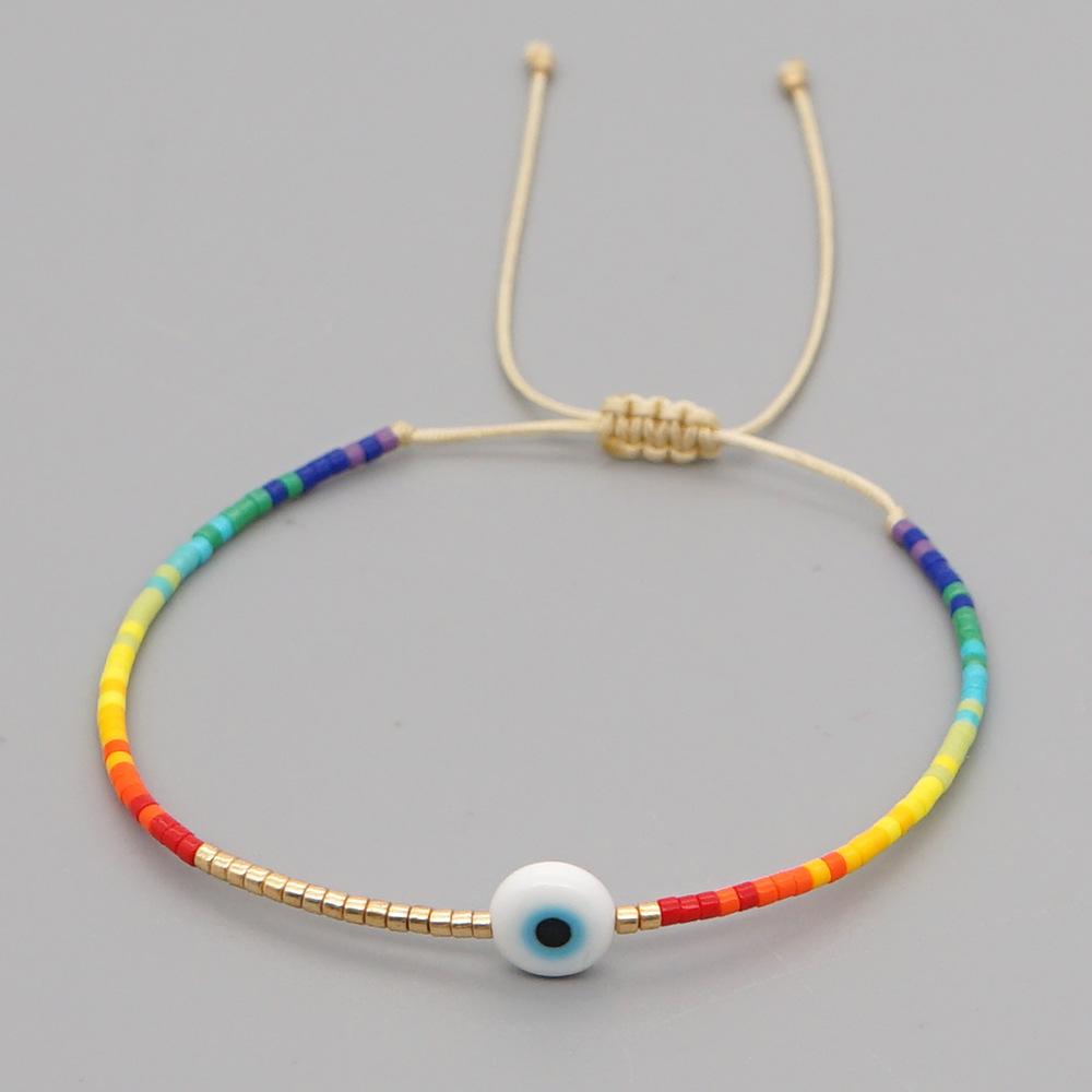 Vlen Women's Turkish Evil Eye Bracelet for Good Luck & Positive Energy Miyuki Beads Jewelry Gift Protection Pulseras