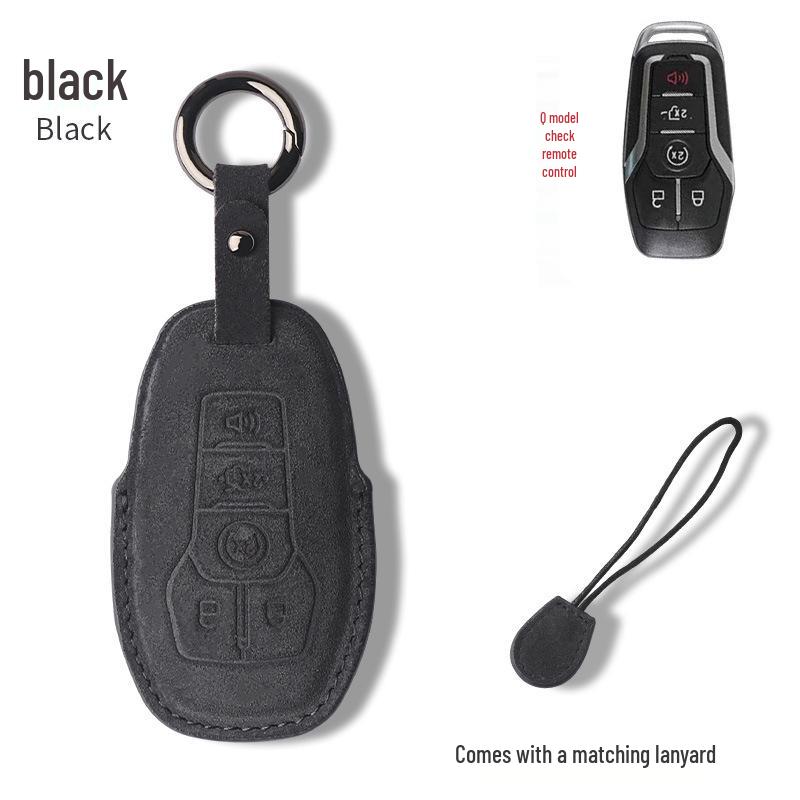 Genuine Leather Key Case for 2017-18 Ford Explorer/Mustang with Suede Buckle