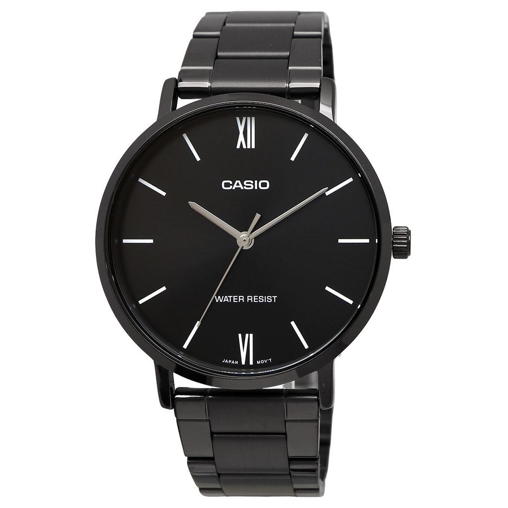 Casio Quartz Black X Black IP Metal Overseas Model Watch, Watch, Men's Watch, MTP-VT01B-1B, Band