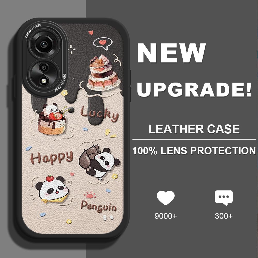 

Милый рисунок панды в виде торта с полным защитным объективом из искусственной кожи для телефона OPPO A16 A16s A36 A96 A78 A98 Realme C30 C33 C35 Reno 8 Pro 8T OnePlus OPPO A35 чёрный