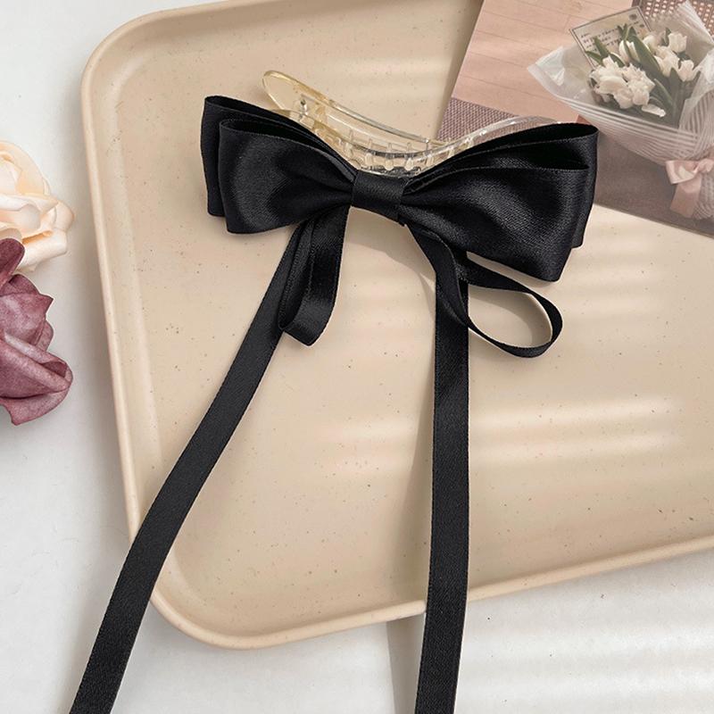 

Satin Bow Hairpins Temperament Headwear Solid Color Pearl Hair Clips For Women Girls Ponytail Hair Accessories