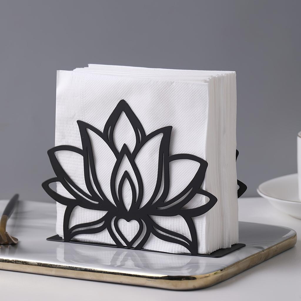 1pc Elegant Metal for Lotus Flower Napkin Holder - Stylish Kitchen & Dining Tabletop Accessory,Ideal for Home and Restaurant Use