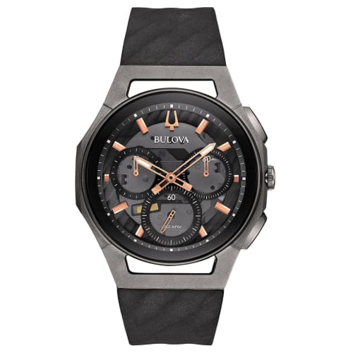 

Bulova Curved Chronograph Black and Titanium Watch 98A162 Dark Grey
