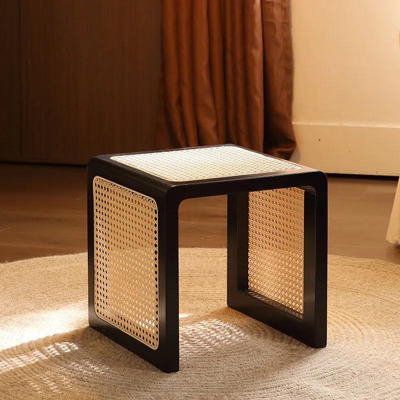 Bedside Solid Rattan Cabinet Namesake Style Coffee Table Chinese Traditional Furniture Sofa Balcony Oriental Furniture Table