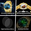 OLEVS 6730 High Quality Gents Mechanical Watch New Design Stainless Steel Band Luminous Calendar Hollow Out Business Wrist Watch