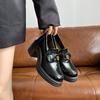 Inner heightening thick-soled small leather shoes women's soft leather thick heel new spring high-heeled small single shoes