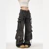 Unisex Multi-Pocket Wide Leg Ripped Denim Jeans - Trendy American High Street Style
