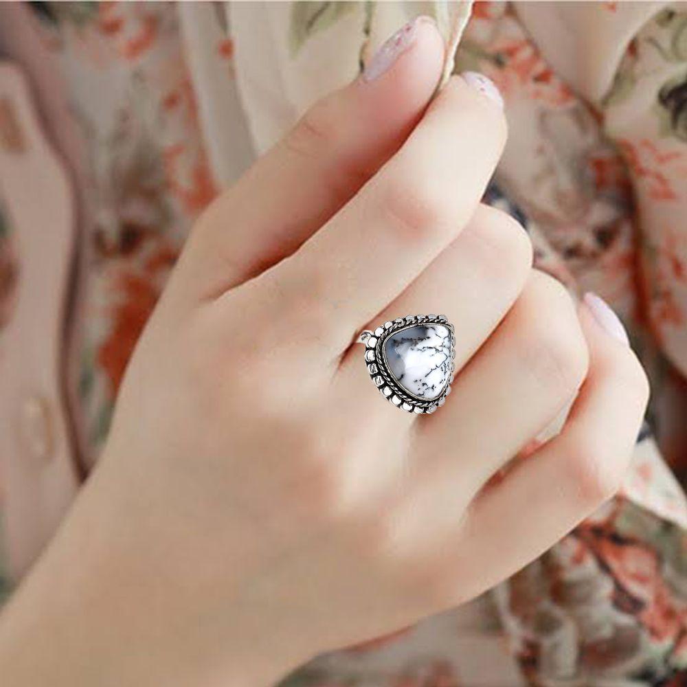 Dendritic Opal Gemstone Handmade Silver Jewelry  "7.5"