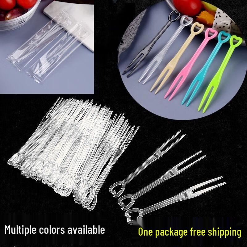 Disposable Plastic Heart-shaped Fruit Forks