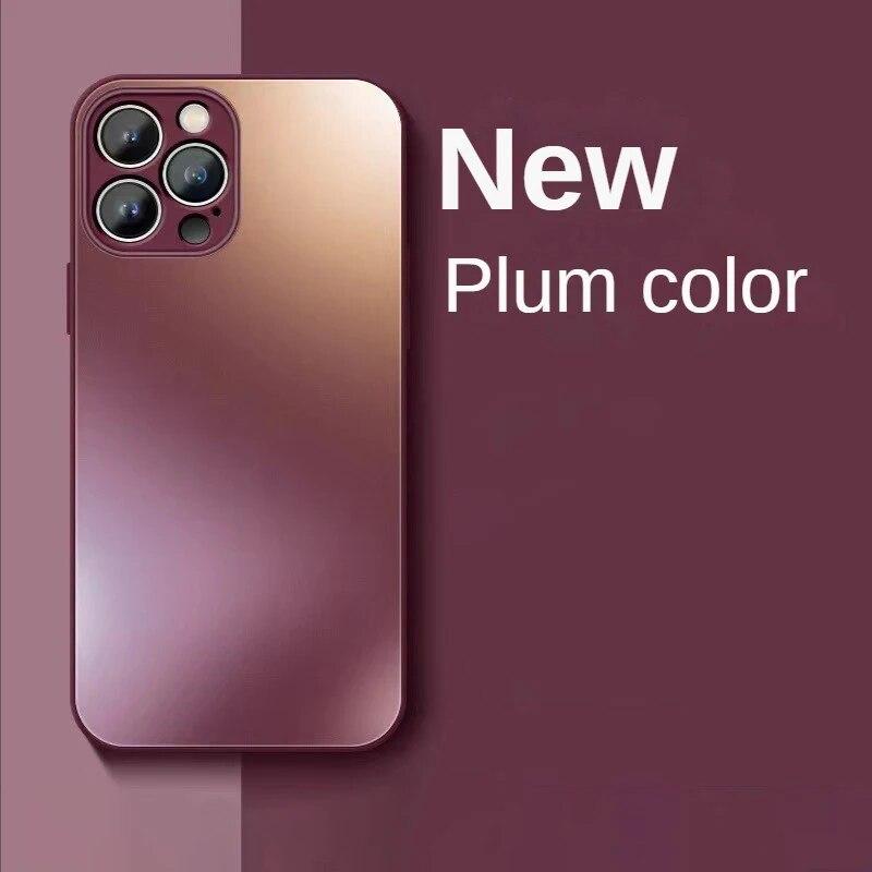 Luxuriöse Vollobjektivschutz-AG-Milchglashüllen für IPhone 15 Pro Max 14 11 12 13 Mini XS XR Plus Flüssiggehärtete, matte, stoßfeste Abdeckung For iPhone SE 2020 rot