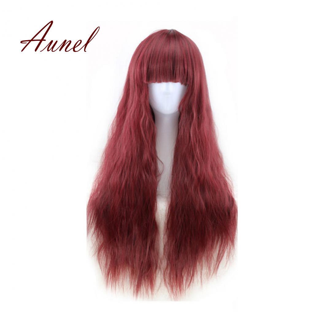 

Женский длинный парик с волнистыми искусственными волосами Wine Red