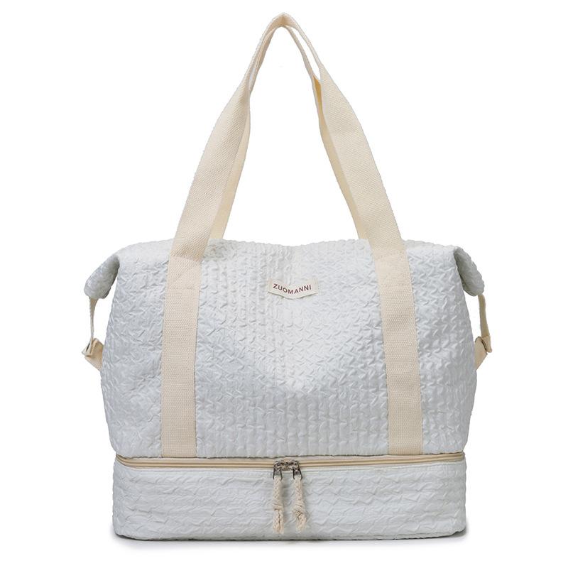 Pleated model with shoe compartment dry and wet separation fitness yoga bag outdoor picnic ingredients storage cotton clothes hand luggage bag