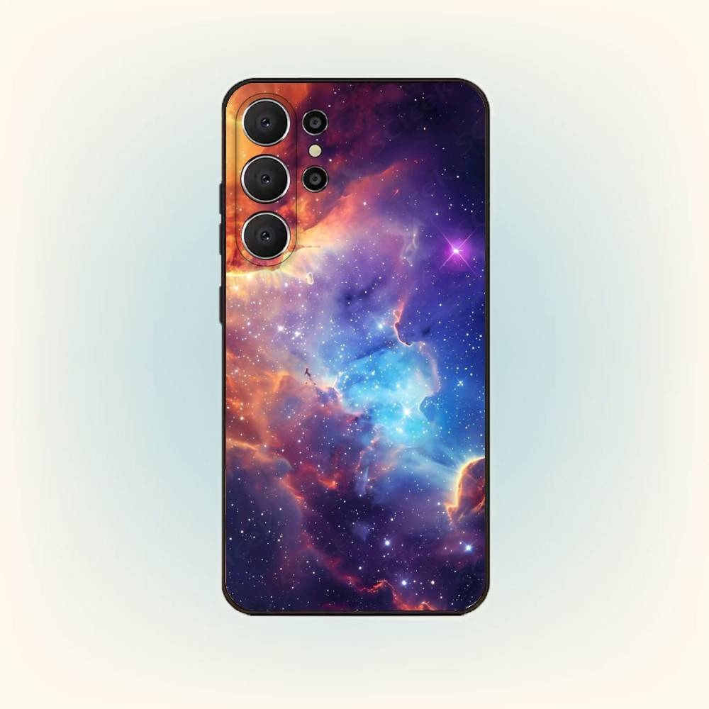 Space Galaxy Universe Phone Case For Samsung S26,S25,24,23,22,30,21,10,9,Ultra,Plus,Lite,Black Soft Case