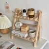 Desktop-Aufbewahrung Holzregal Doppelschichtig Einfach Faltbar Eckregal Multifunktional Schwerlast-Organizer Dekoration Schlafzimmer