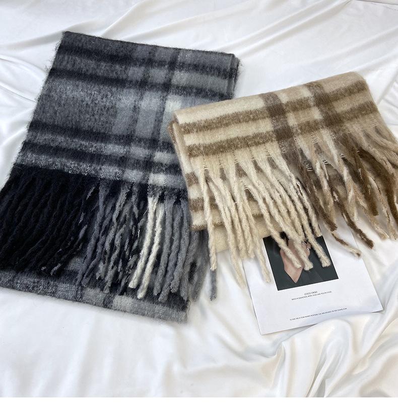 Luxurious Faux Fleece Scarf for Women - Cozy, Thick & Warm Winter Shawl with Tassels, Breathable Polyester, Perfect for Casual Outings