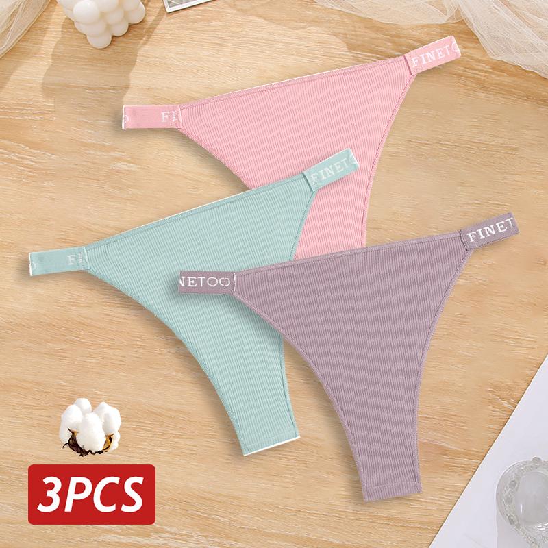 3 sztuki/zestaw bawełniane brazylijskie majtki damskie majtki seksowne majtki bikini z niskim stanem damskie jednolity kolor oddychająca bielizna M-XL