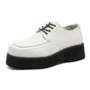Spring fashion platform heightening shoes Korean version versatile medium heel casual shoes lace-up white men's single shoes 96590-J