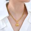 8mm Round Rolo Chain OT Lock Necklace for Women, Stainless Steel Big Ball Pendant Necklaces,Fashion Jewelry Mother's Day Gift