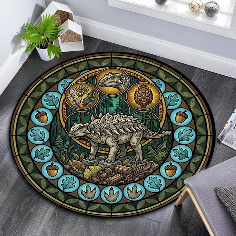 Dinosaurier-Fossil Glas Rund Teppichboden Unter Bürostühlen Schlafzimmer Wohnzimmer Heimdekoration