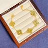 Crushed Ice Clover Necklace & Bracelet Set: Elegant Gift for Girlfriend
